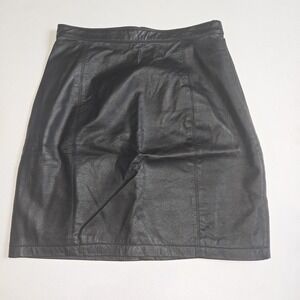 Wilsons Leather Maxima Genuine Leather Mini Skirt Black 10 Vintage 90s Goth Rock